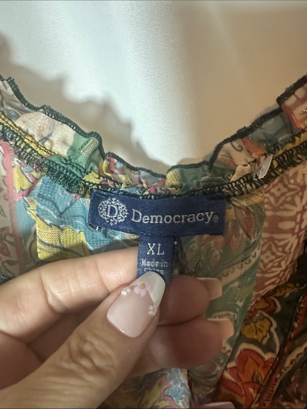 Democracy Green Multi Floral Boho Blouse - Picture 2 of 9